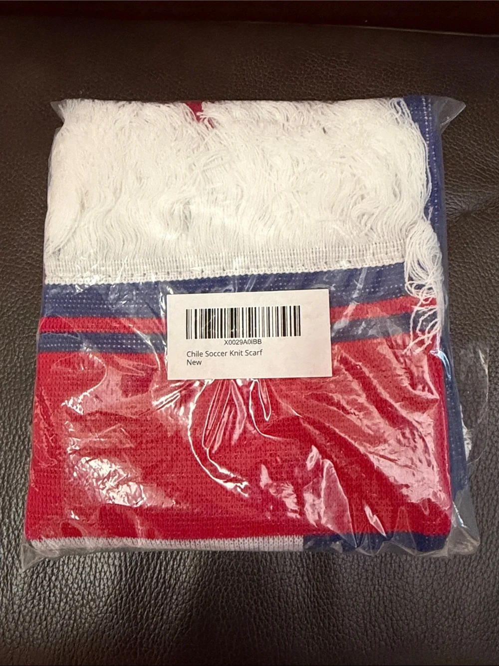 Chile National Soccer Team Knit Scarf Features National Flag w/Fringe Edges